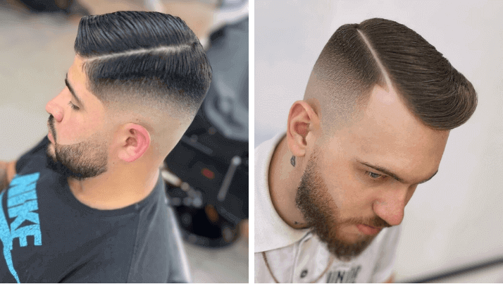 Comb Over Fade Haircut With a Hard Line