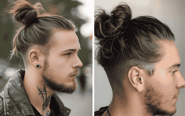 Low Fade Man Bun Haircut