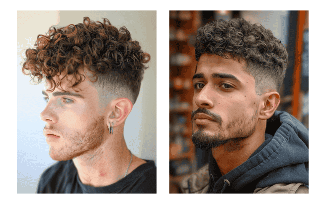 Mid Drop Taper Fade Curly Hair