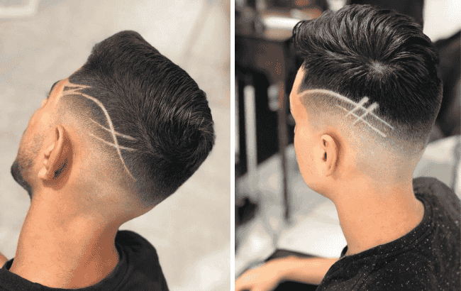 Mid Fade Haircut with Design