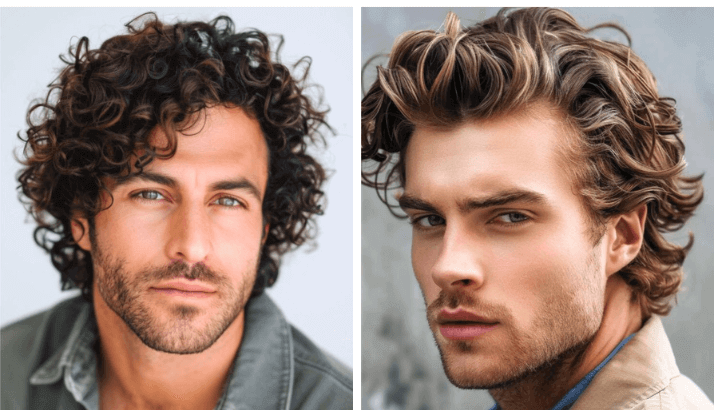 Natural Messy Waves For Men's Medium Length Hair