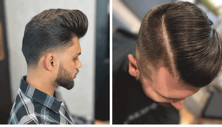 Short Pompadour with a Hard Part