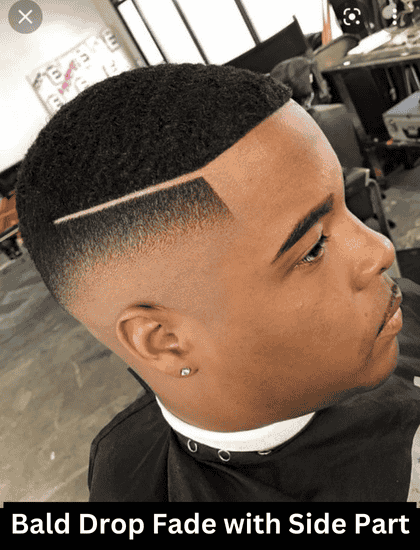 bald drop skin fade with side part