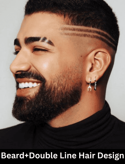 beard fade and double line hair design