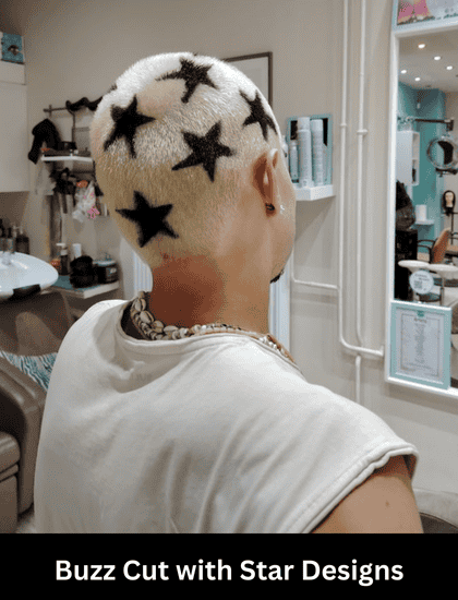 buzz cut with star designs