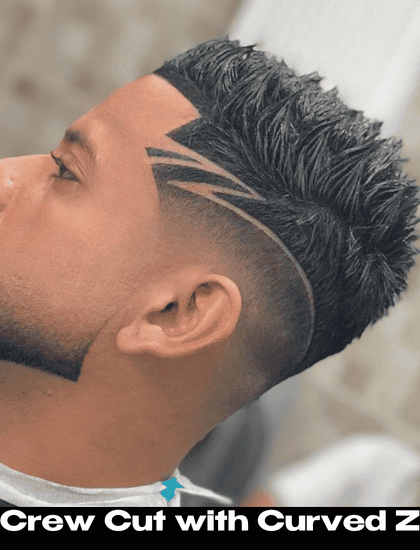 crew cut with curved z line haircut design