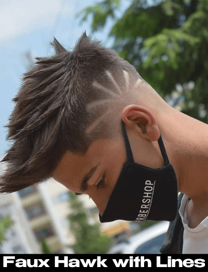 faux hawk with design lines