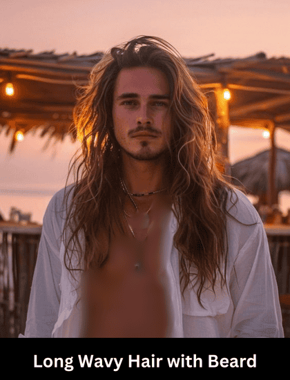 long wavy hair with beard