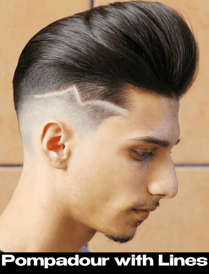 modern pompadour with geometric hair design